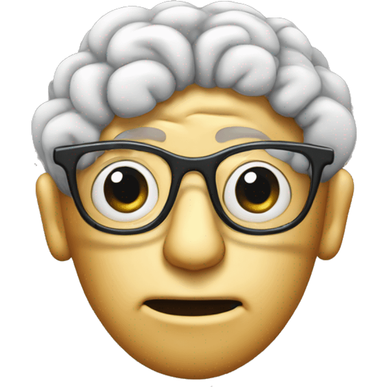 brain with thick glasses emoji