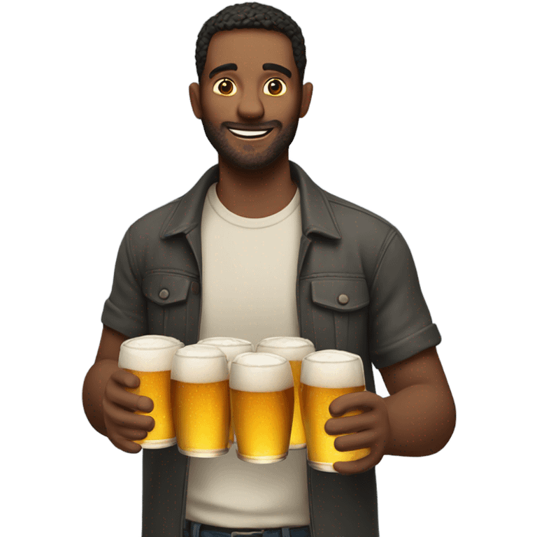 Man holding 5 beers emoji