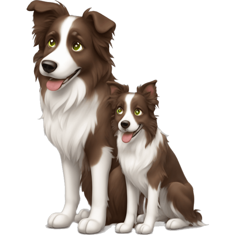 Brown hair green eyes girl with border collie emoji