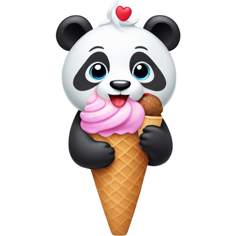 Panda eating ice cream emoji