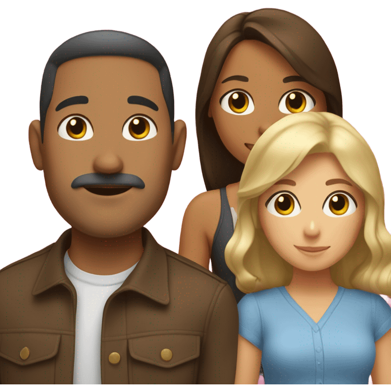 Puerto rican beard short brown hair  with blond long hair woman and brown long hair girl Family  emoji