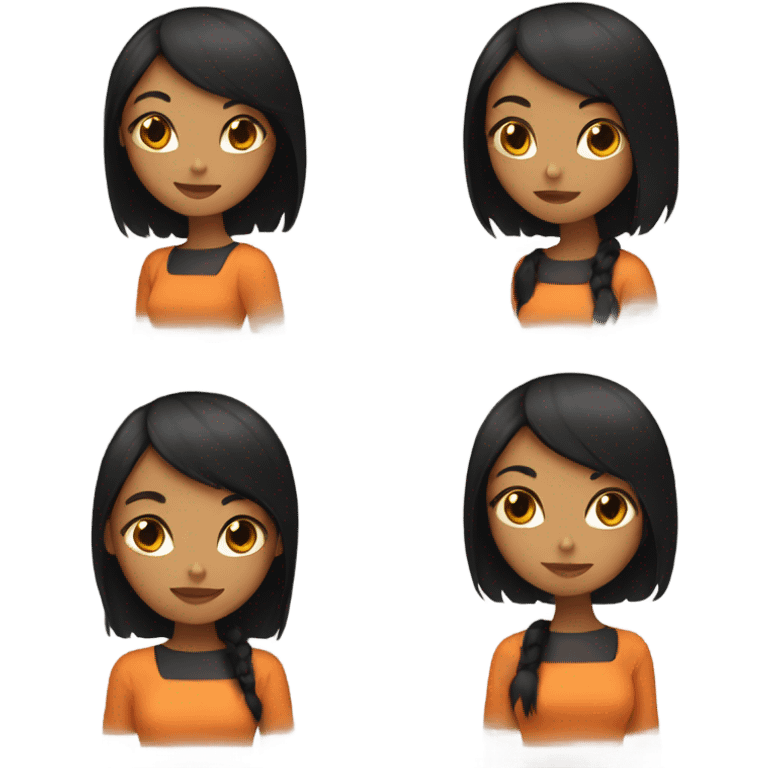 Girl with black hair holding black and orange cat emoji