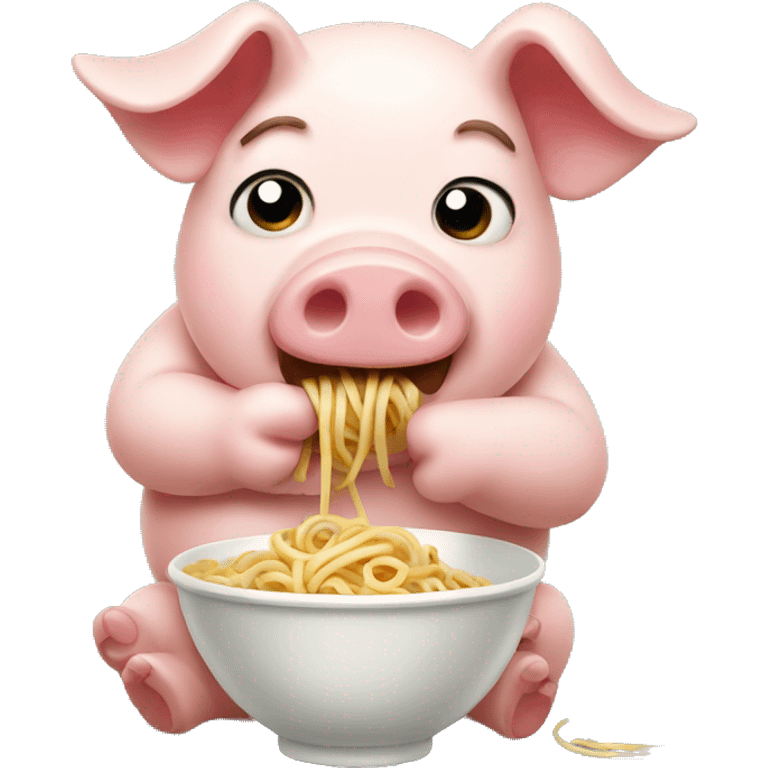 pig eating a noodle emoji