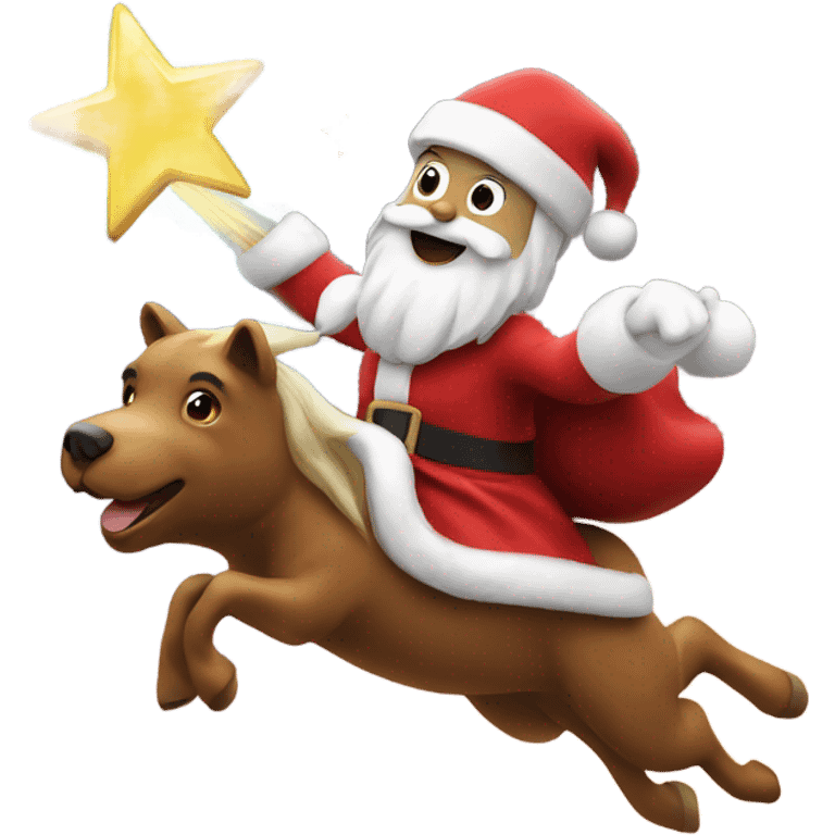 Santa riding a shooting star emoji