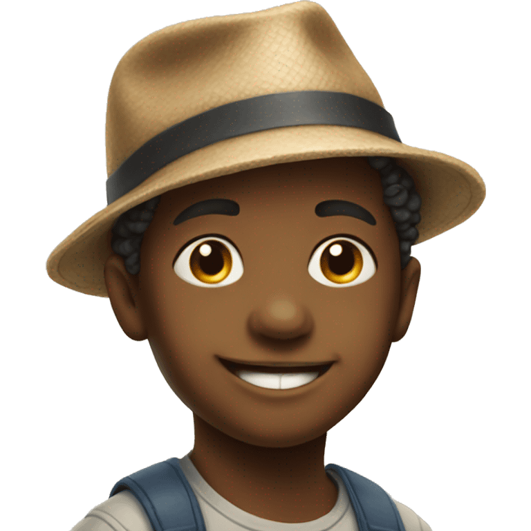 smiling boy in hat portrait emoji