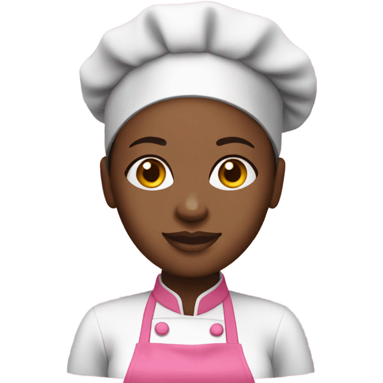 female Nigerian chef with hairnet and pink apron emoji