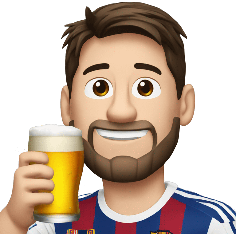 Lionel Messi drinking beer emoji