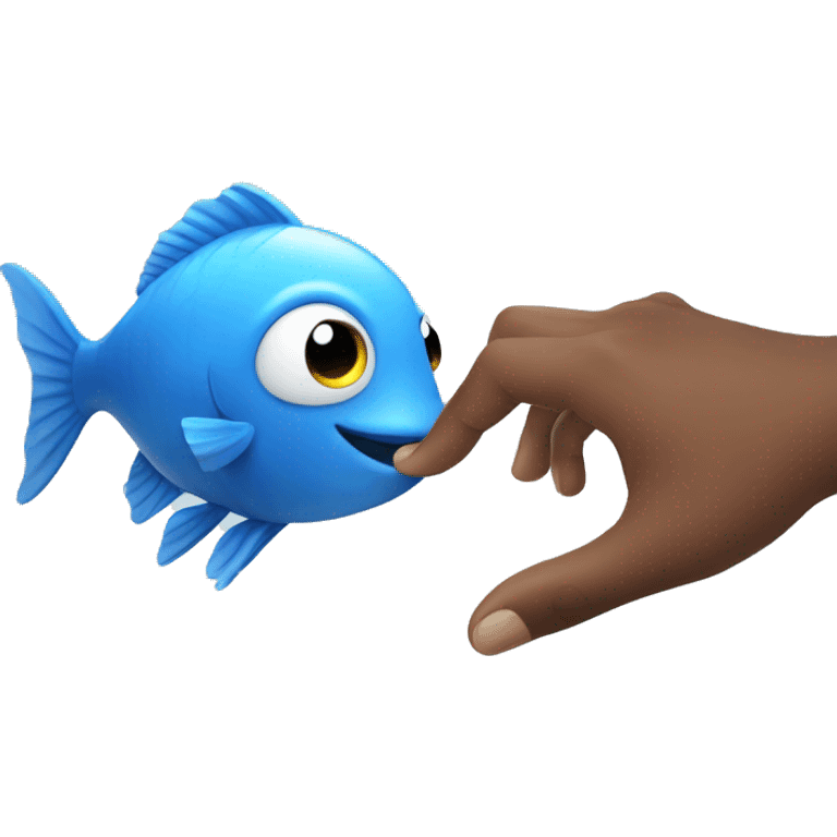 lit. one hand touches the blue fish emoji