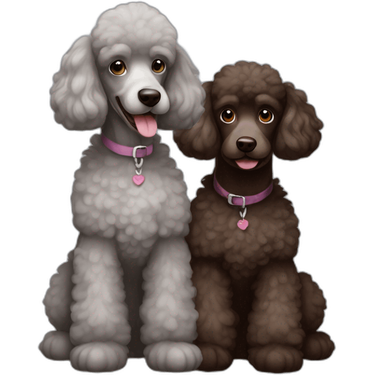 Chocolate and grey two poodles emoji