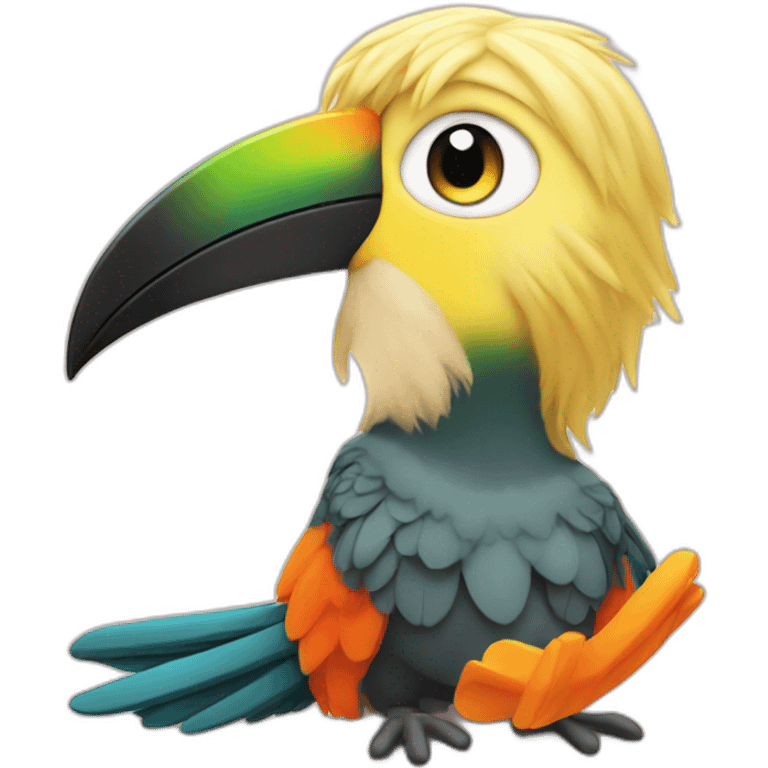 Blond Baby boy with toucan plush emoji