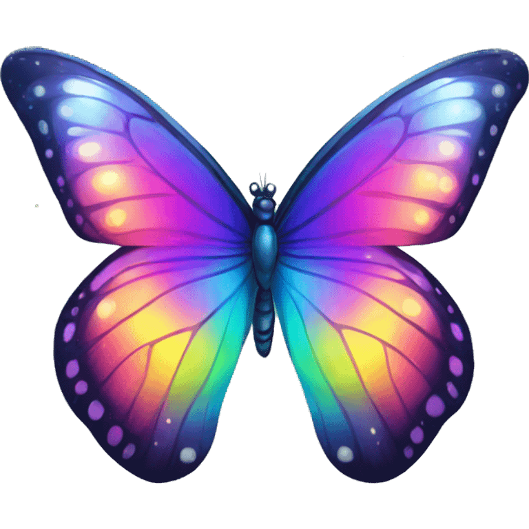 Shiny starry glossy rainbow butterfly emoji