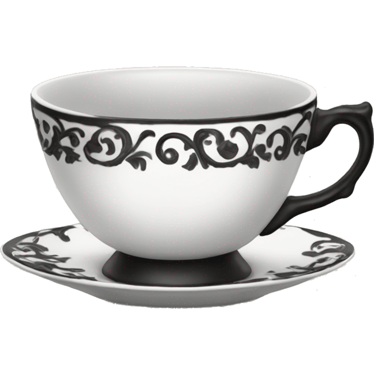 Black and white fancy teacup  emoji