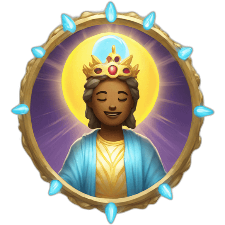 Emote of a divine figure with a radiant halo emoji