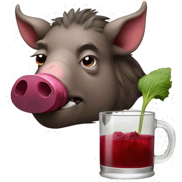 boar with a smoking drink a beet emoji