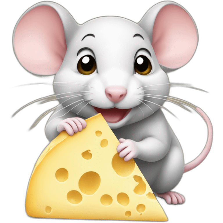 very cute mouse eating cheese emoji