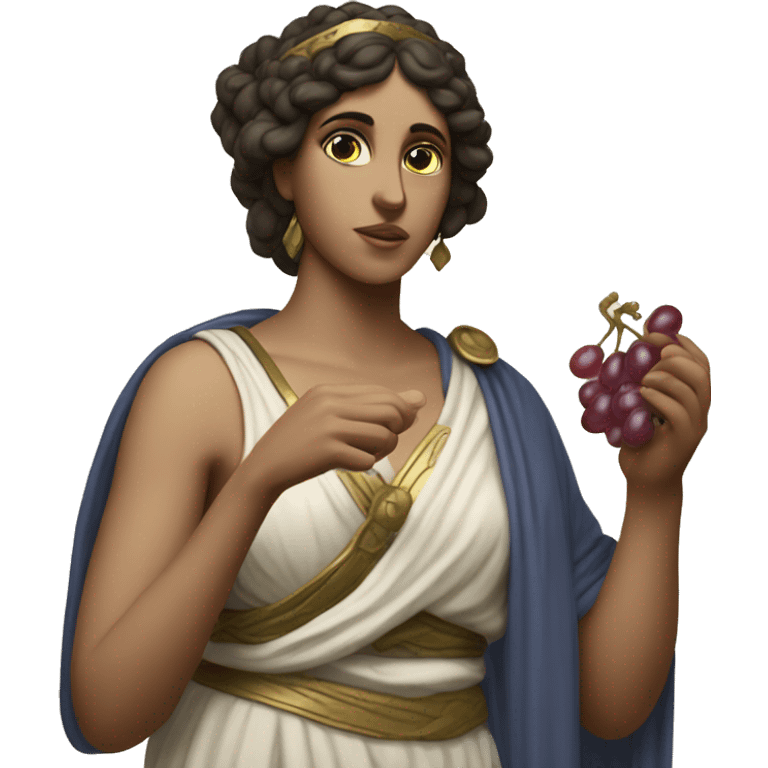 Greek Sappho holds a bunch of grapes in her hand emoji