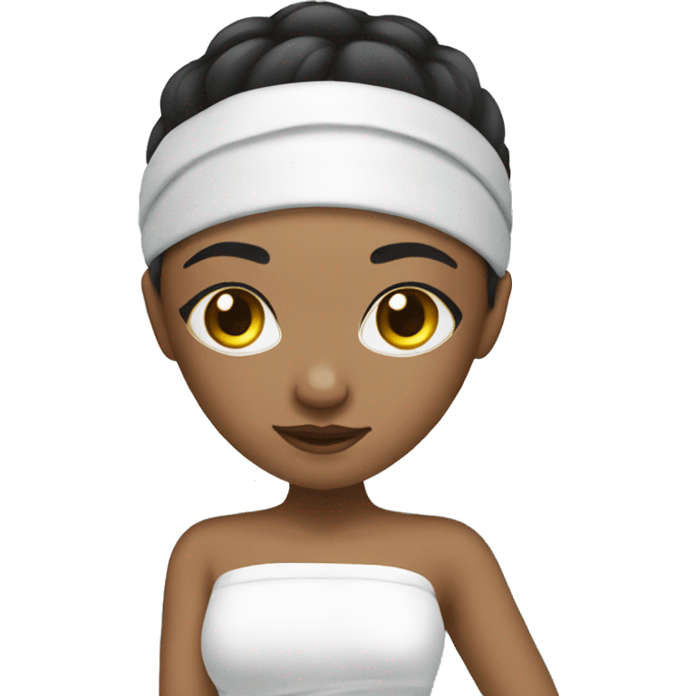 girl with light skin at the spa with eye mask emoji