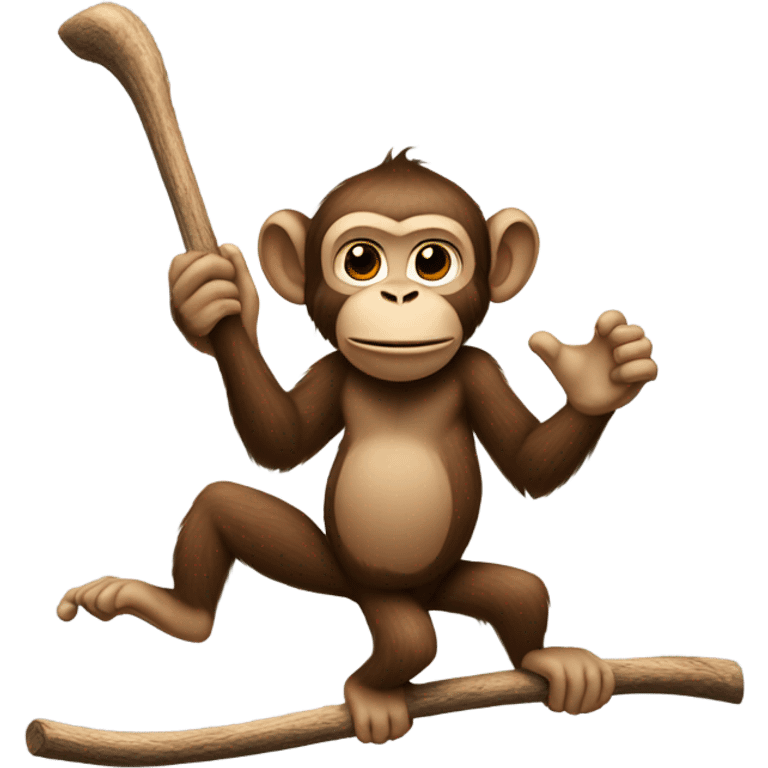 Monkey playing hockey on top of trees emoji