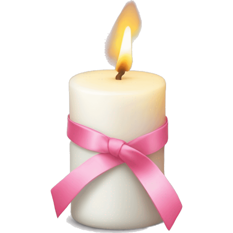 White candle with pink ribbon  emoji