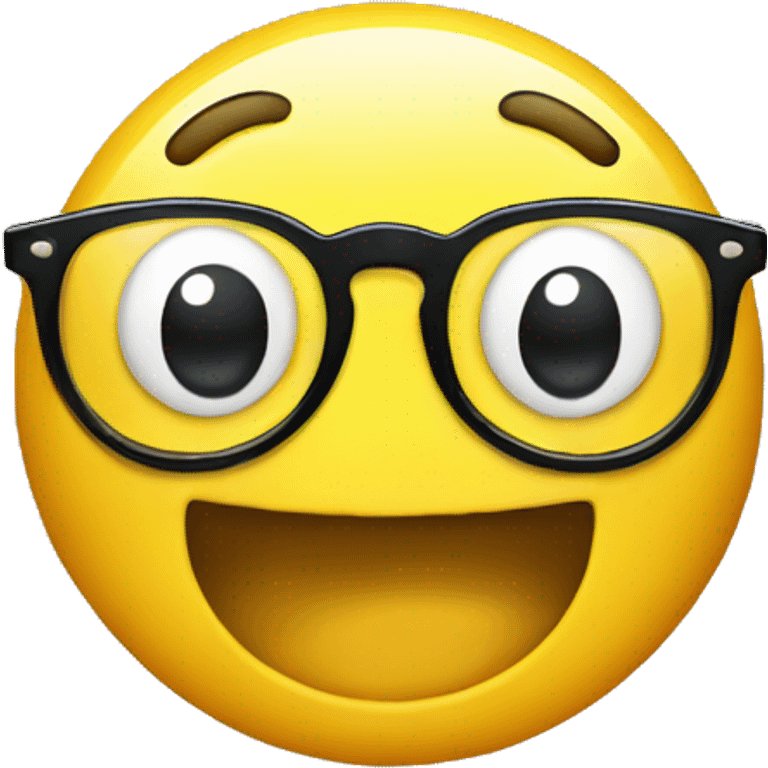 Round yellow smiley with glasses and pimples and with front teeth out emoji