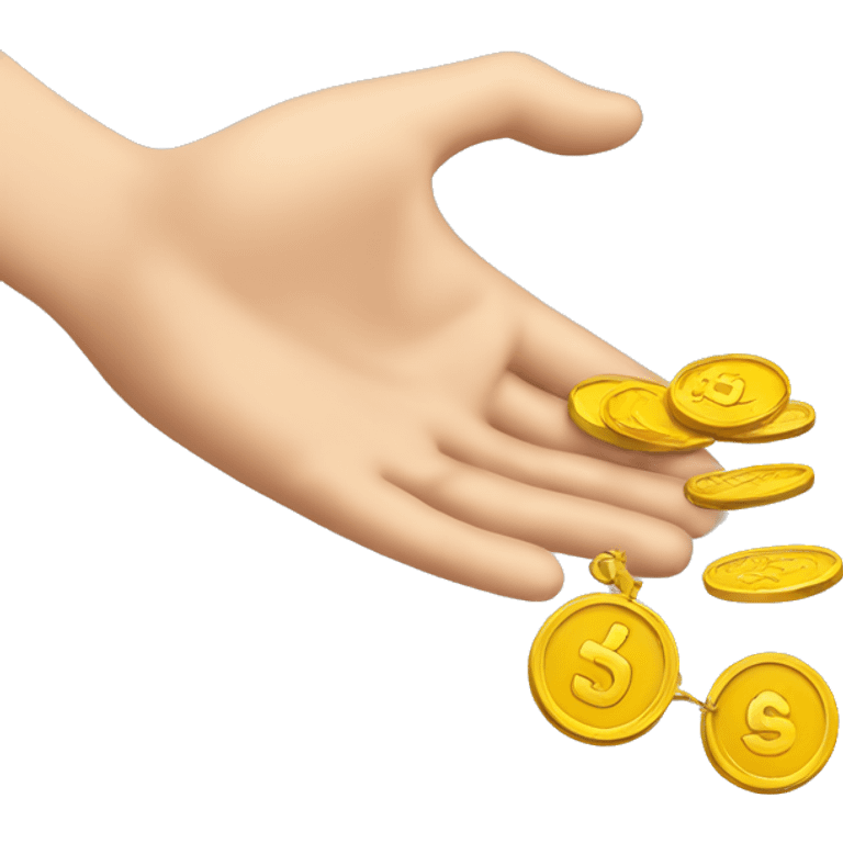 Coins dropping on a hand emoji