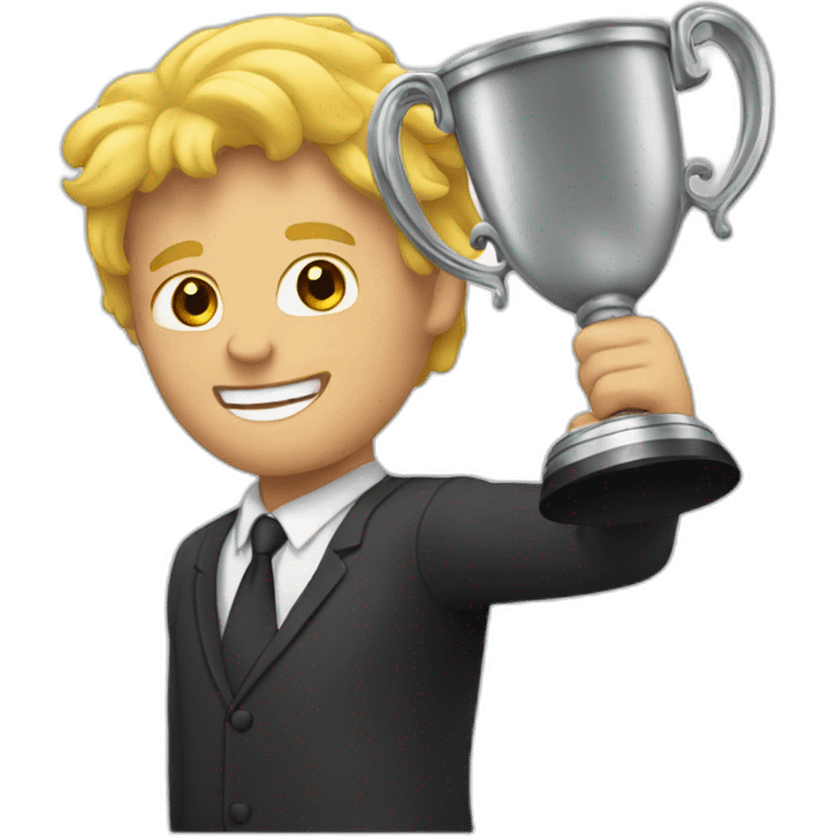 A blond man lifting a trophy emoji