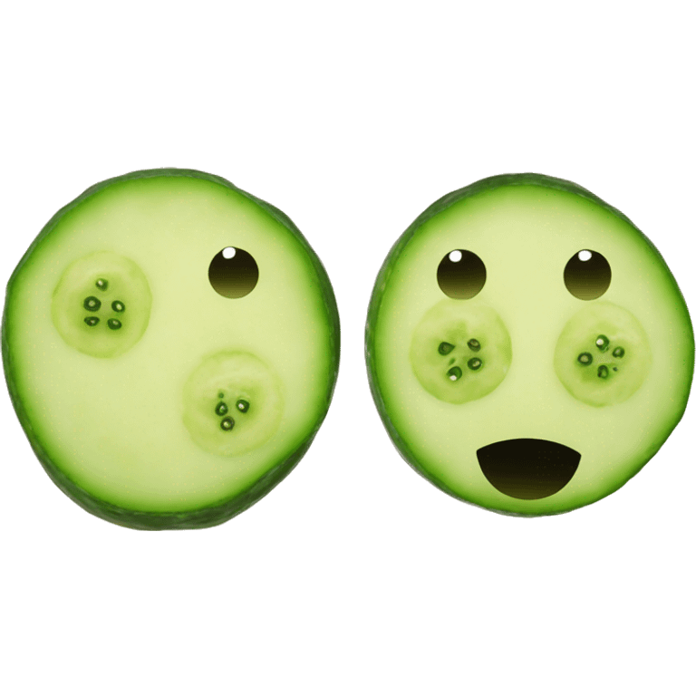 Yellow smiley face with two cucumber slices on the eyes emoji