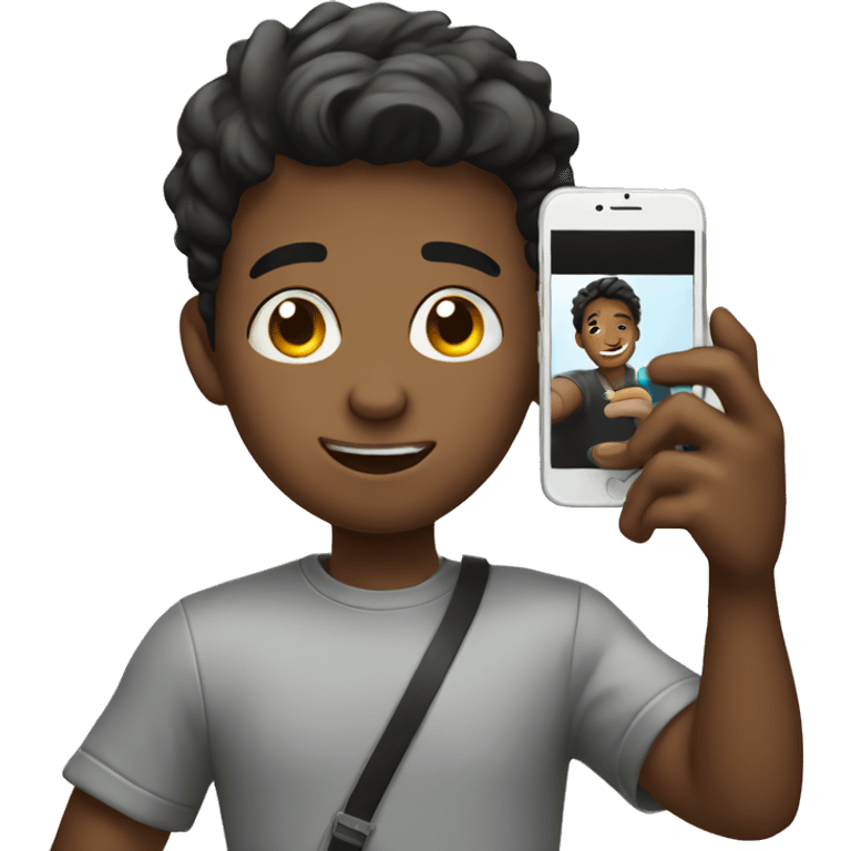 boy taking selfie with phone emoji