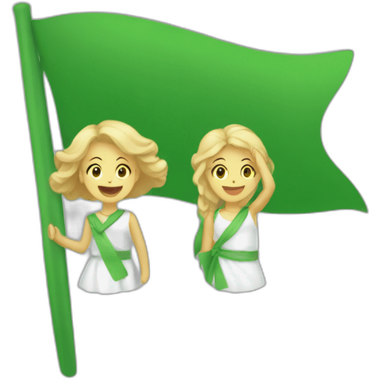 green flag with women emoji