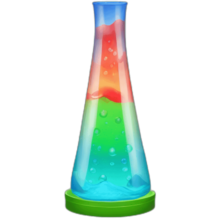 A lava lamp with blue water and green lava emoji