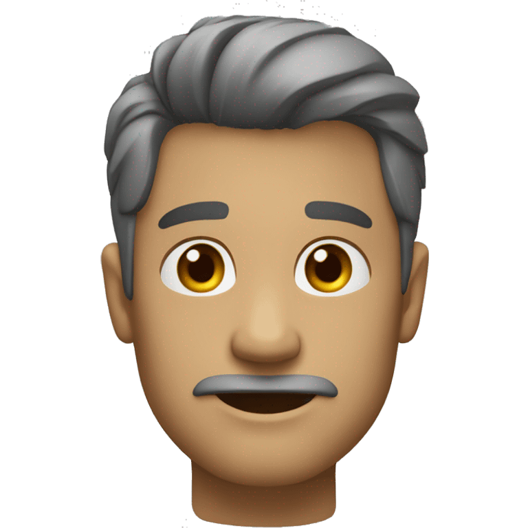 Um homem com o rosto todo cinza como queixo grande emoji