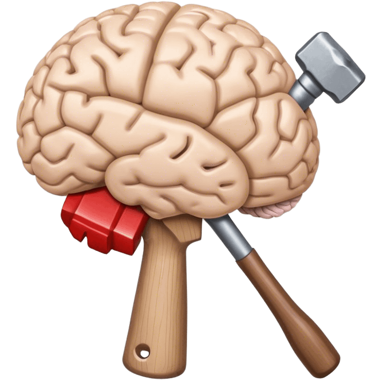 A brain holding a hammer’s  emoji