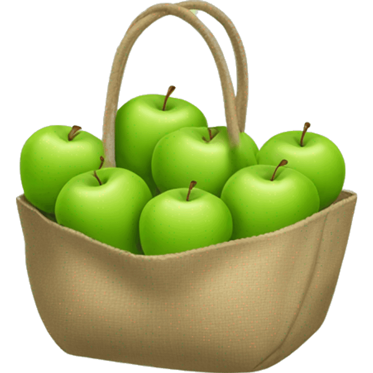 A bag of green apples that would be at a grocery store emoji