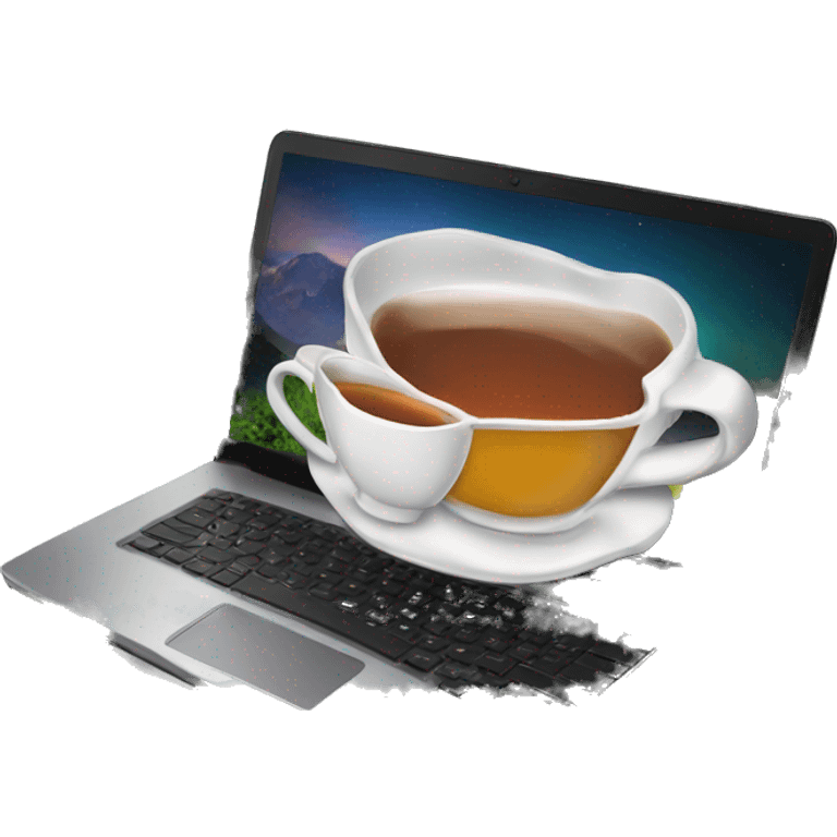 Laptop infront of tea emoji