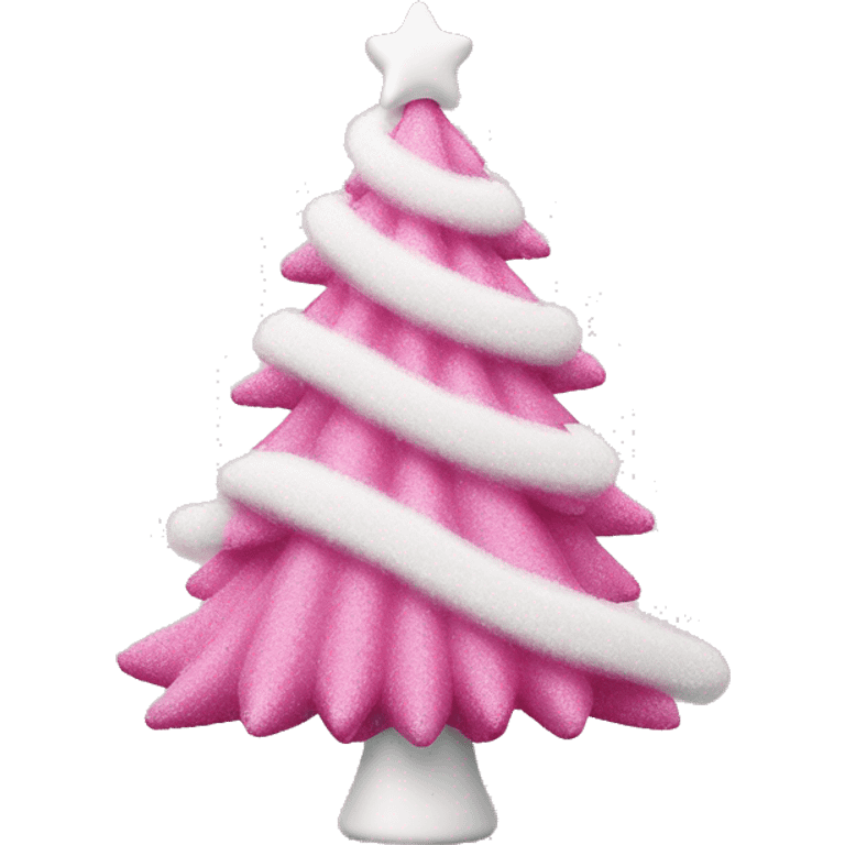 Pink Christmas tree with white ornaments emoji