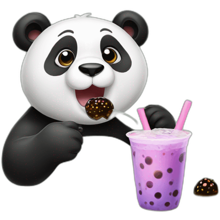 Panda eating bubble tea  emoji