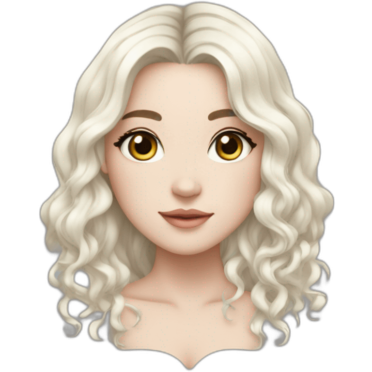 Beautiful girl,Black hair,wavy hair，long hair,White skin,oval face,big eyes,Blackeyes,Chinese emoji