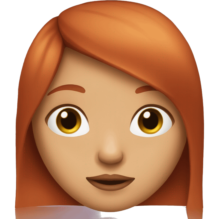 Girl with long straight red hair and kiss face emoji