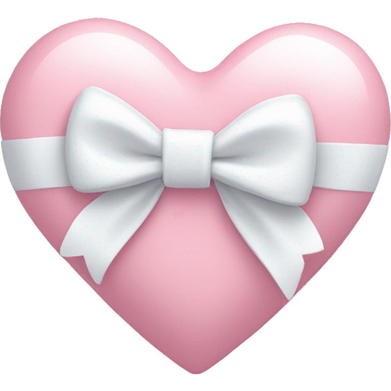 Pastel pink heart with white bow emoji