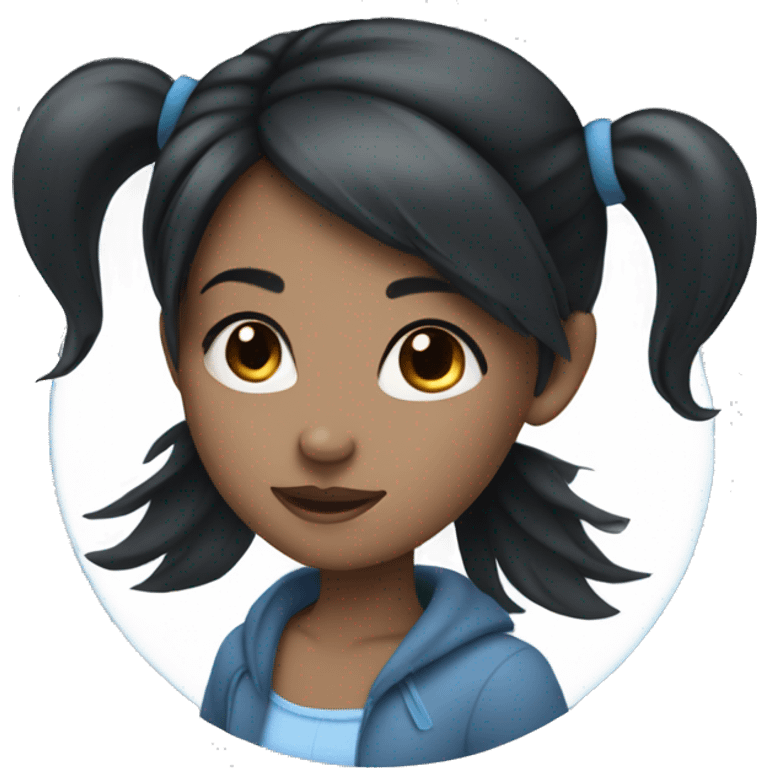 Girl with gray-blue eyes and black hair emoji