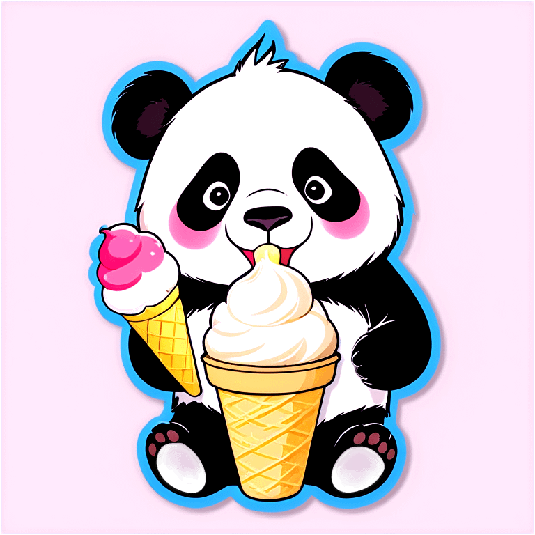 Panda eating ice cream emoji