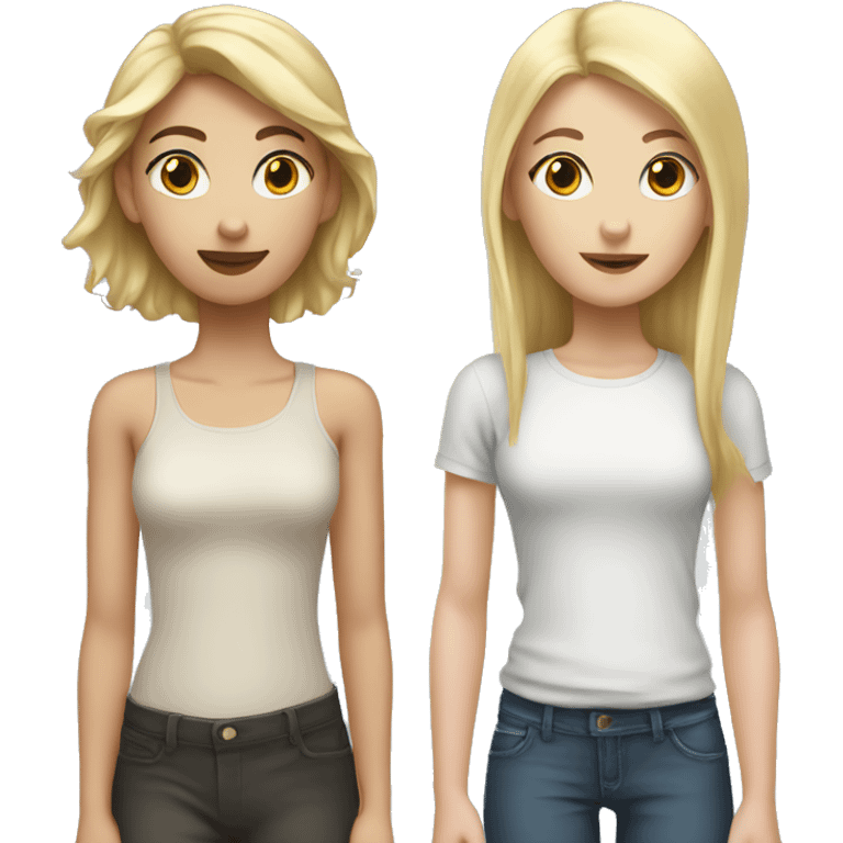 tall blonde girl and short brunette girl  emoji