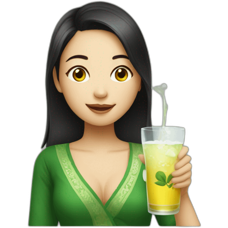 Indonesian girl drinking soju emoji