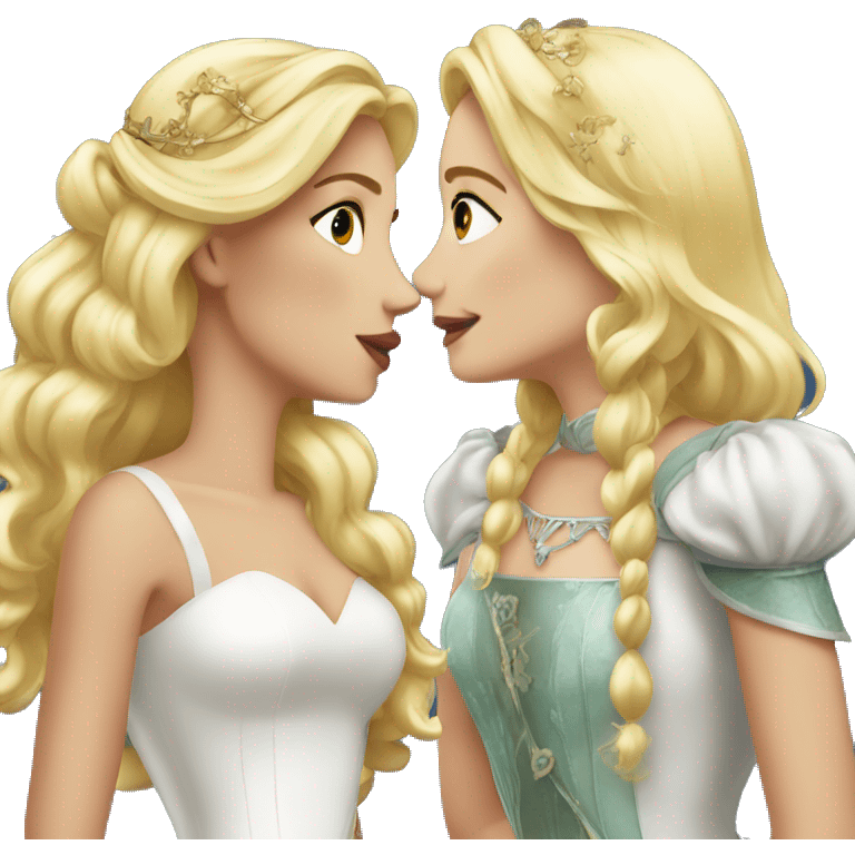 2 women princesses couple blonde kiss emoji