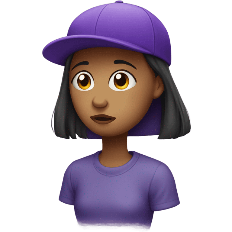 Sad girl in violet cap emoji