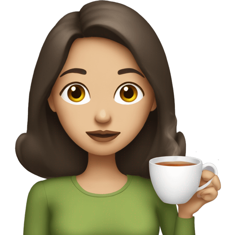 Brunette girl sipping tea emoji