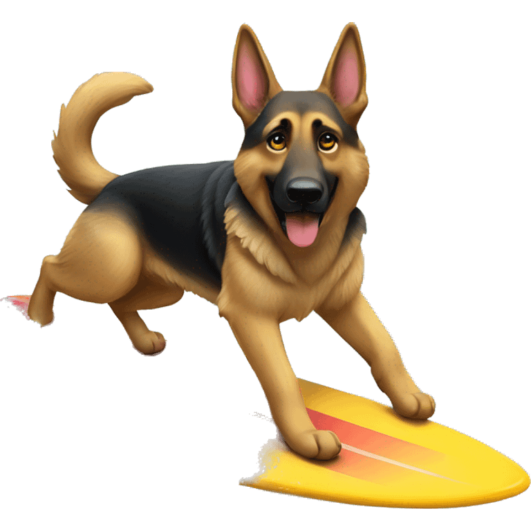 German Shepherd surfing  emoji