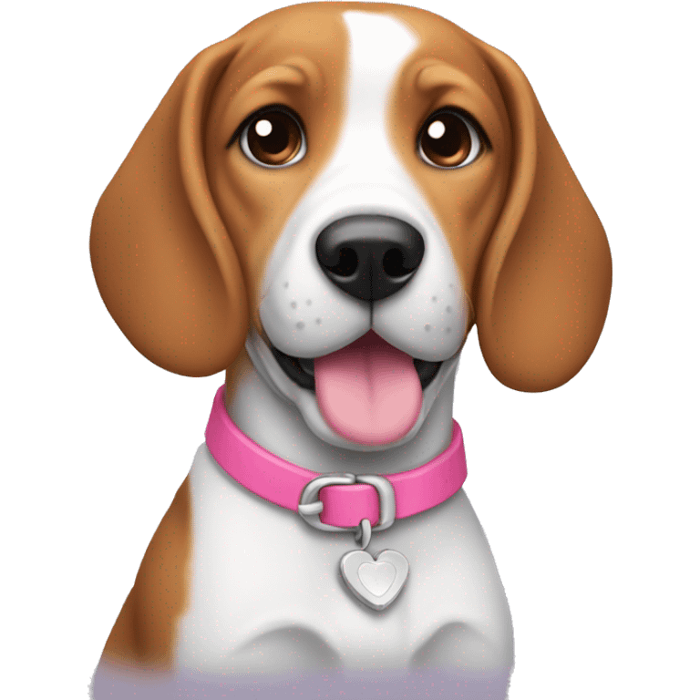 Girl beagle with pink collar emoji