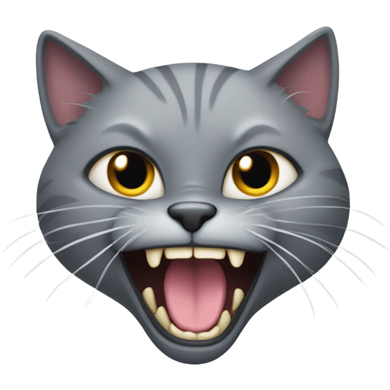 Grey cat with fangs emoji