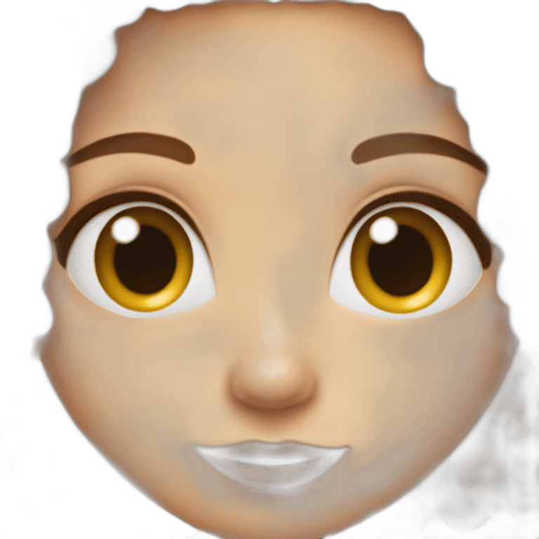 Fille cheveux marrons yeux marron et grosse joue emoji